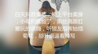 白天抖音卖艺，晚上平台卖身，小母狗露脸了，黑丝高跟肛塞玩的很嗨，听狼友指挥抽插菊花，掰开逼逼看特写