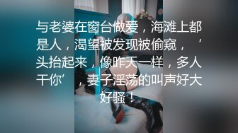 与老婆在窗台做爱，海滩上都是人，渴望被发现被偷窥，‘头抬起来，像昨天一样，多人干你’，妻子淫荡的叫声好大好骚！