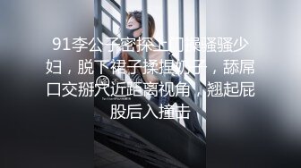 91李公子密探上门操骚骚少妇，脱下裙子揉捏奶子，舔屌口交掰穴近距离视角，翘起屁股后入撞击